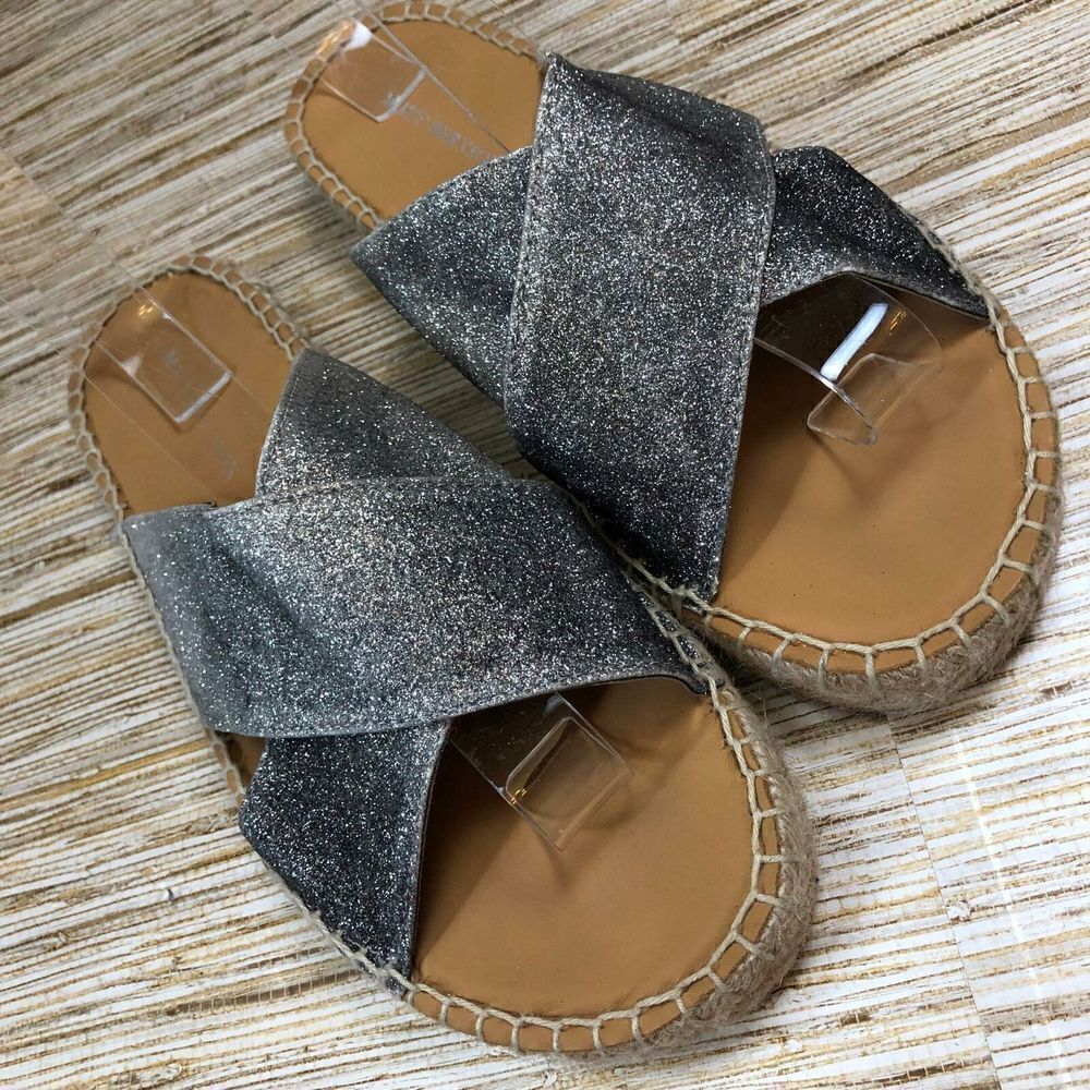 DD-30 Matt Bernson X-band espadrille sparkle sandal silver Ombre size 7 nwob